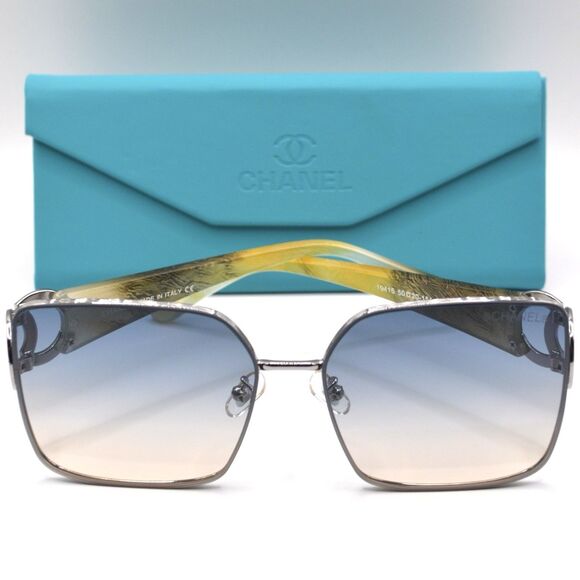 Chanel Women’s Square Sunglasses Blue Gradient Silver Metal 50-20-151 main image 15